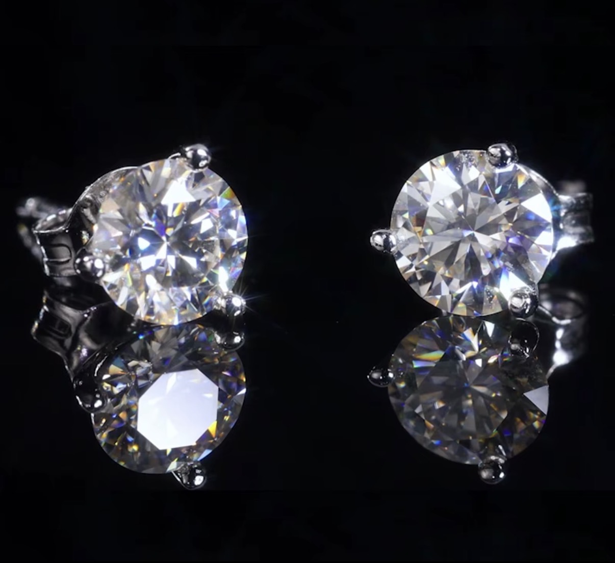 Moissanite 6mm earrings GRA certificate passes diamond test